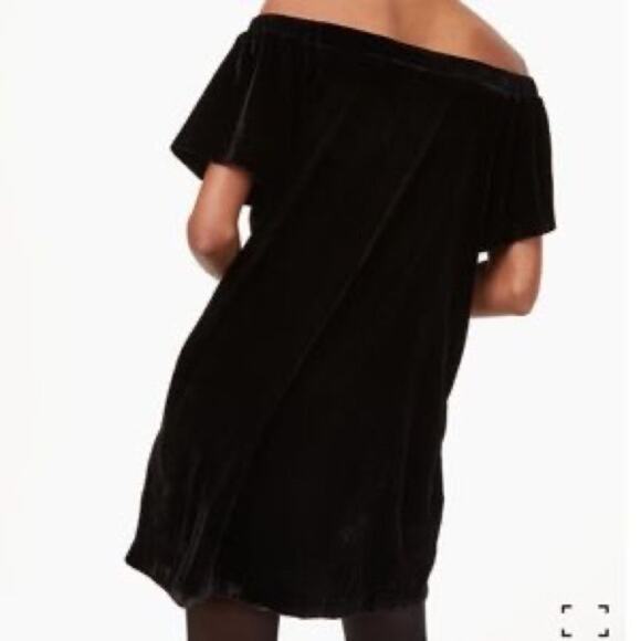 Ann‎ Taylor Loft Velvet Black Off The Shoulder Swing Shift Dress Size Medium - Picture 6 of 6